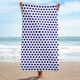 Navy Blue on White Polka Dots Beach Bath Towel, Towel, $ 42.95, A Moment Of Now™